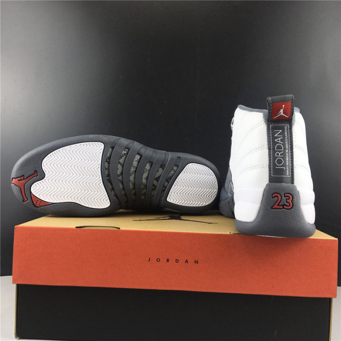 Air Jordan 12 White Dark Grey Gym Red 130690-160