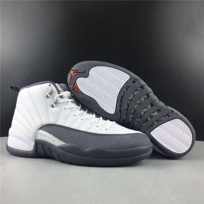 Air Jordan 12 White Dark Grey Gym Red 130690-160