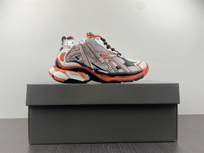 blcg runner sneaker in white, orange and black mesh and nylon blc52001