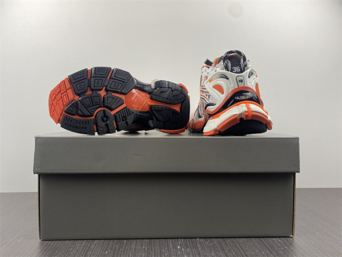 blcg runner sneaker in white, orange and black mesh and nylon blc52001