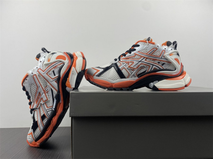 blcg runner sneaker in white, orange and black mesh and nylon blc52001