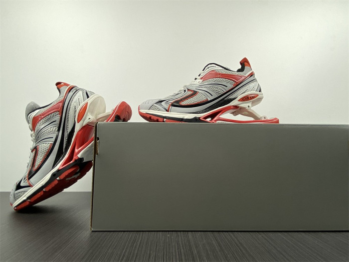 blcg x-pander 6.0 sneaker in red, silver, black and white mesh and nylon w2ra46012