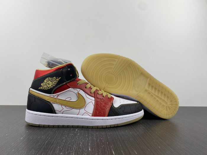 air jordan 1 mid xq white black sport red - dv0576-176