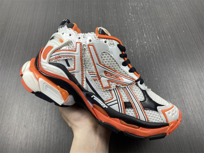 blcg runner sneaker in white, orange and black mesh and nylon blc52001