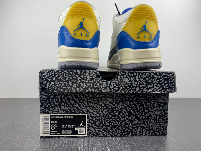 air jordan 3 retro unc white black blue yellow 398614-145