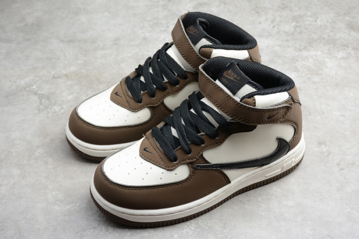 kids nike air force 1 mid 07 x travis scott beige brown 314197-168