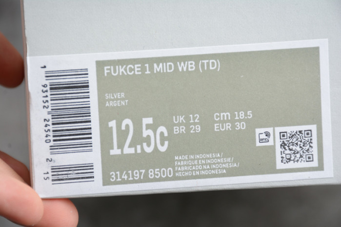 kids nike air force 1 mid wb metallic silver 314197-8500