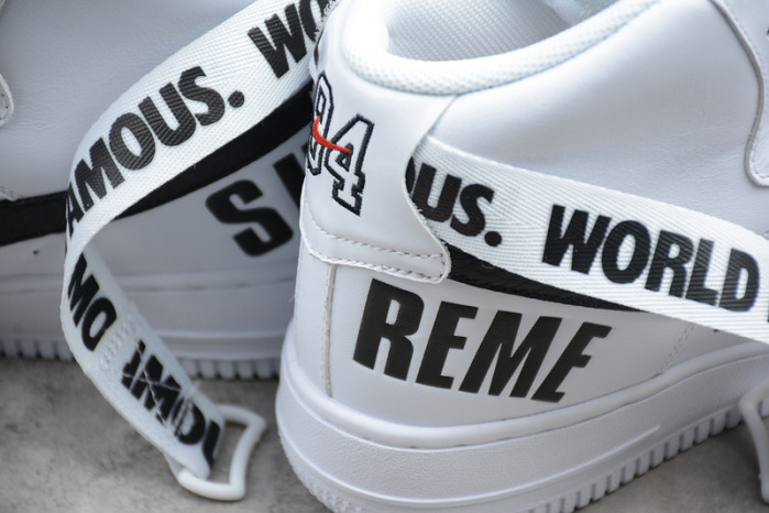 NIKE SUPREME AIR FORCE 1 ONE HIGH HI WHITE WORLD FAMOUS 698696-100