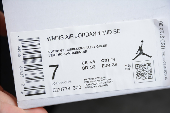 air jordan 1 mid dutch green (w) - cz0774-300