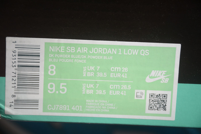 nike sb x air jordan 1 low “unc” cj7891-401