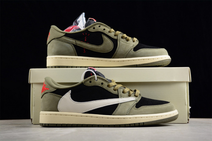 travis scott x air jordan 1 low og black olive dm7866-002