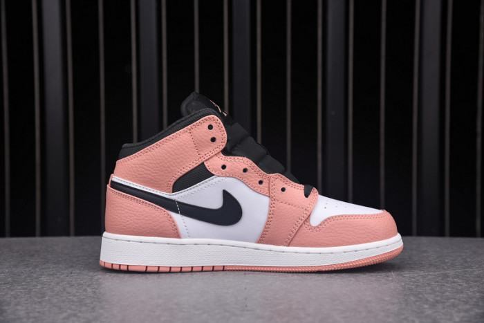 air jordan 1 mid pink quartz (gs) - 555112-603