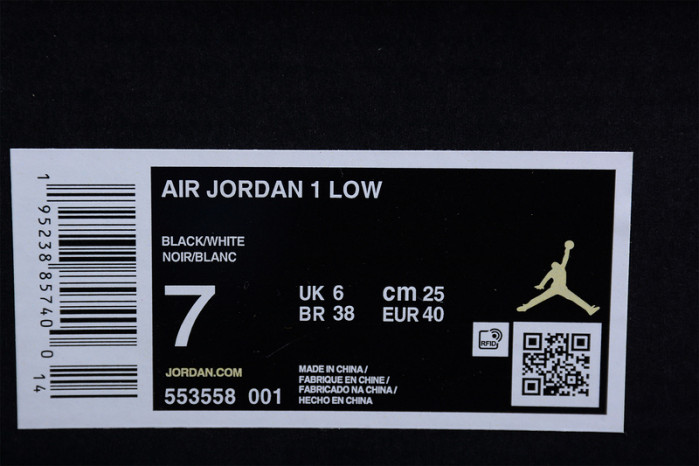 jordan 1 retro low black gym white - 552780-018
