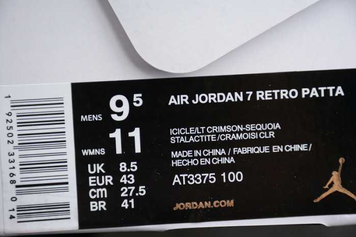 patta x air jordan 7 “icicle” at3375-100