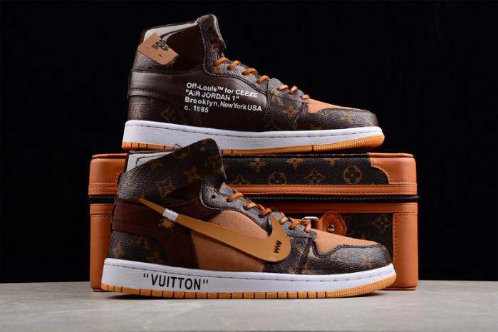 Louis Vuitton x OW x Air Jordan 1 Customs MENS AQ0818-202