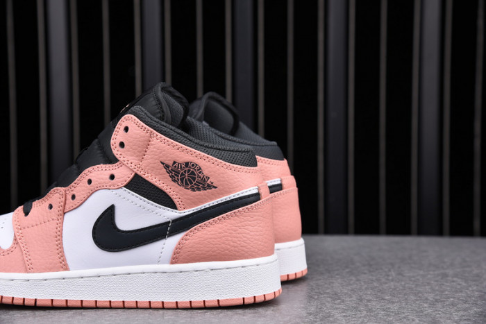 air jordan 1 mid pink quartz (gs) - 555112-603