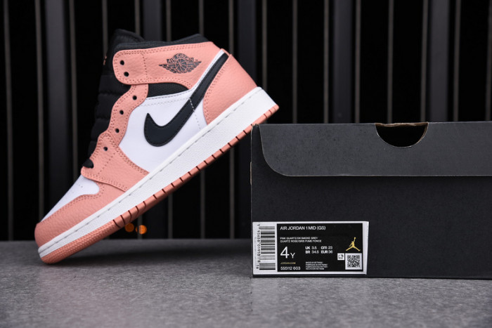 air jordan 1 mid pink quartz (gs) - 555112-603