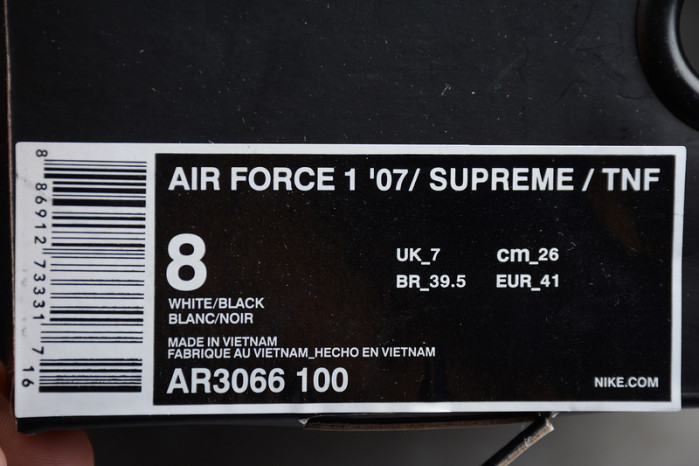 SUPREME X THE NORTH FACE X NIKE AIR FORCE 1 WHITE/BLACK AR3066-100
